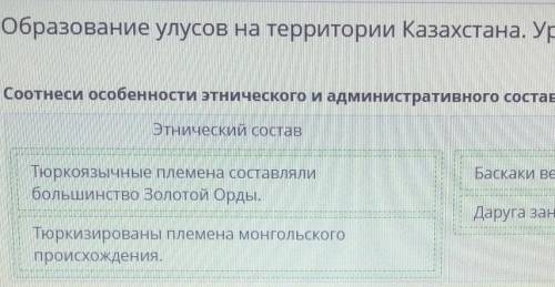 Образование улусов на территории Казахстана. Урок 2 Заполни пропуски, выбрав верный вариант из выпад
