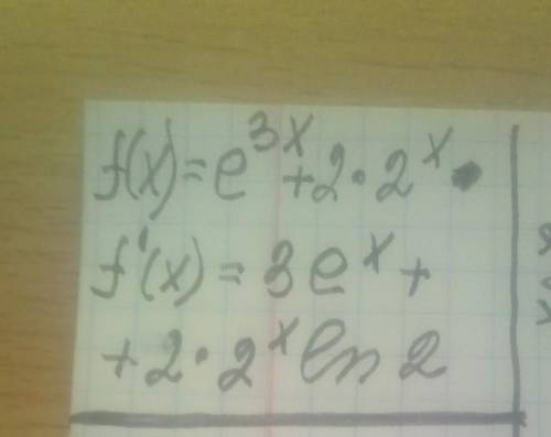 F(x)= e^3x+2×2^xнайдите производную функции ​