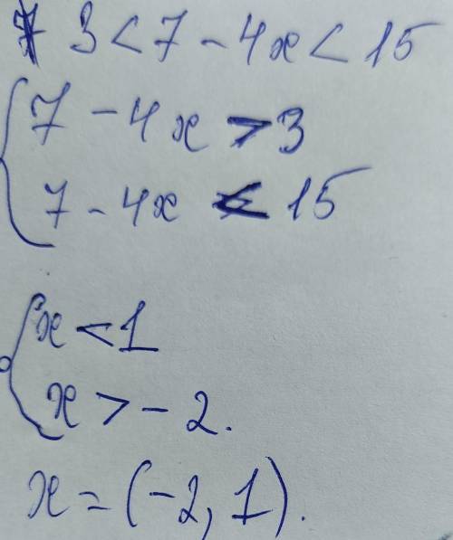 3) 3<7-4x<15;4) -12<2(x+3)<4.​