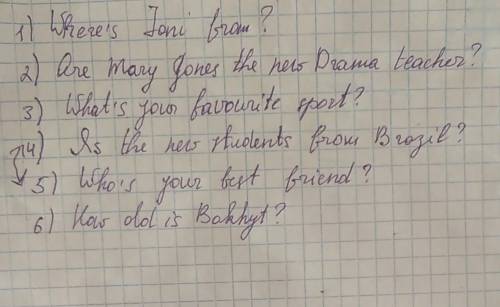 5 Complete questions 1-6 with the words in the box. Then match the questions with answersa-f.Who Whe