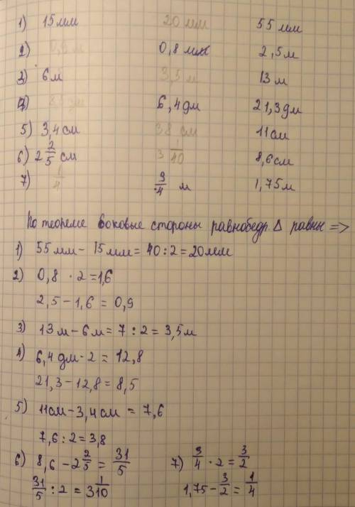 Вычисли неизвестные элементы равнобедренного треугольника​