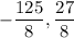 -\dfrac{125}{8}, \dfrac{27}{8}