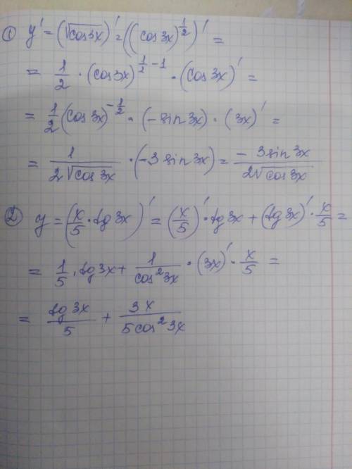 Найдите производную функций. распишите решение