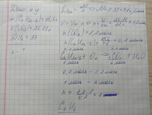 Установіть молекулярну формулу вуглеводню, унаслідок згоряння 15,6 г якого одержали 26,88 л CO₂ Густ