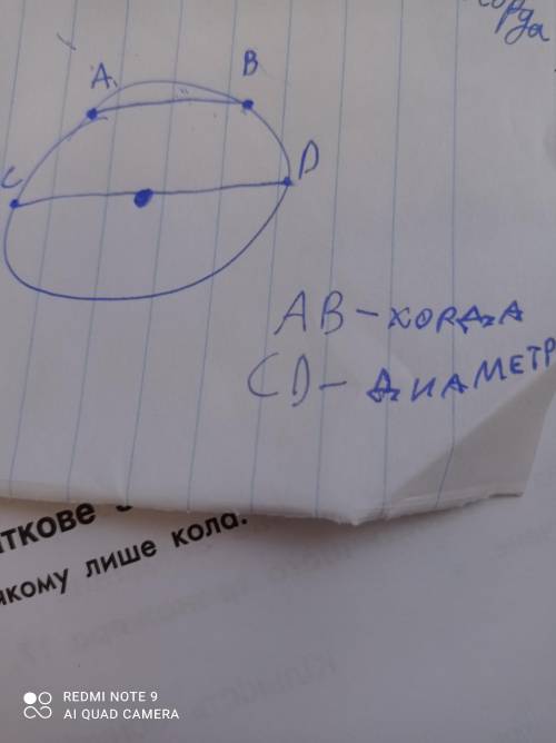 428. Начертите окружность радиусом 18 мм. Проведите диаметр и хорду. Что больше? Может ли хорда быть