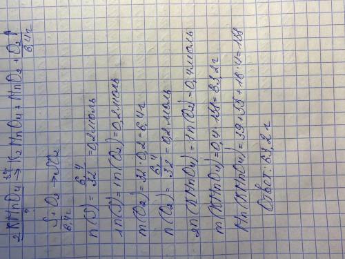 Какую массу марганцовки необходимо разложить ,чтобы сжечь в получившемся кислороде 6,4 г серы ?