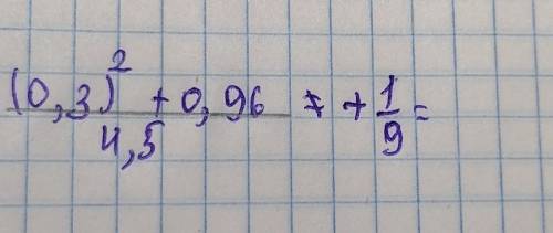 Решите (0.3)²+0.96/4.5 +1/9​