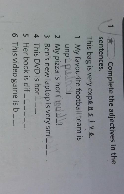 Complete the adjectives in the sentences.