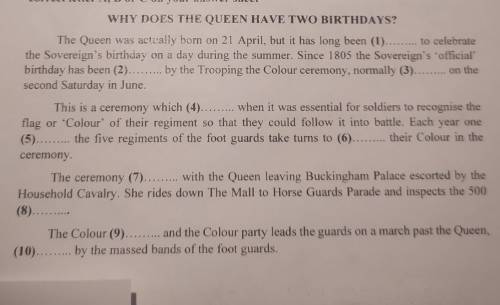1) A custom B customary C customs 2)A marked B done C made3)A hold B took C held4)A originated B org