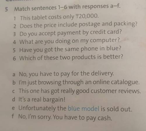 Match sentences 1-6 responses a-f​