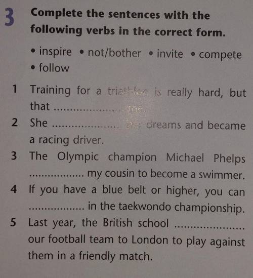 Complete the sentences with the following verbs in the correct form.​