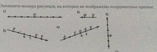 Запишите номера рисунков, на которых не изображены координатные прямые: 1)3)5)4)2)o 1В2)​