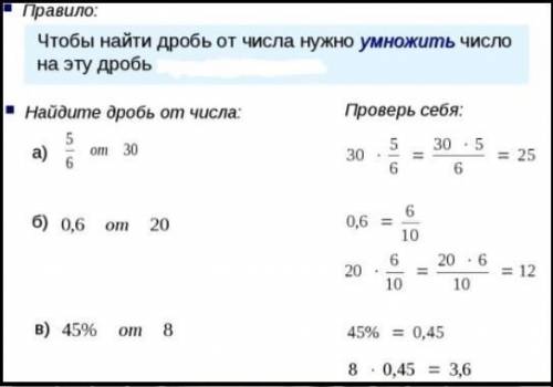 тема: нахождение дроби от числа​