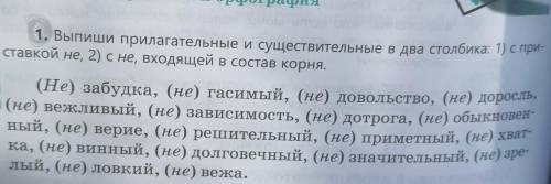 Ставкой не, 2) с не, входящей в состав корня. лый, (не) ловкий, (не) вежа.1. Выпиши прилагательные и