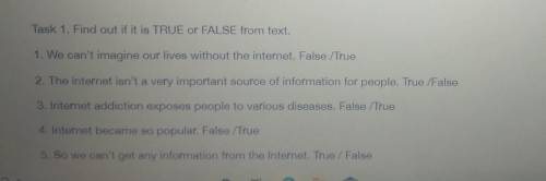 Read and mark sentences true and false​