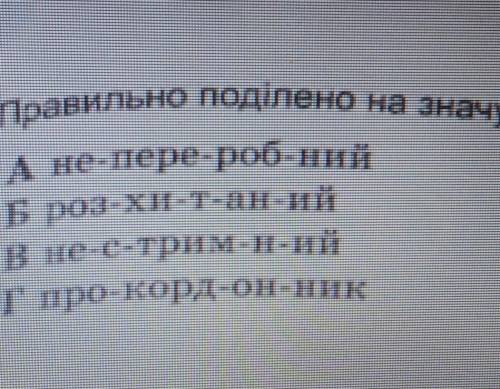 ВопросПравильно поділено на значущі частини слово​