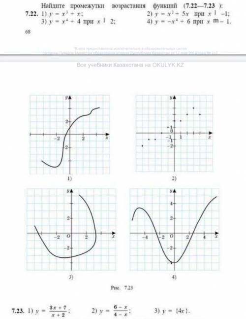Найдите промежутки возрастания функций 1) у=х^3+х2) у=х^2+5х при х | -13) у=х^4+4 при х | 24)у=-х^4+