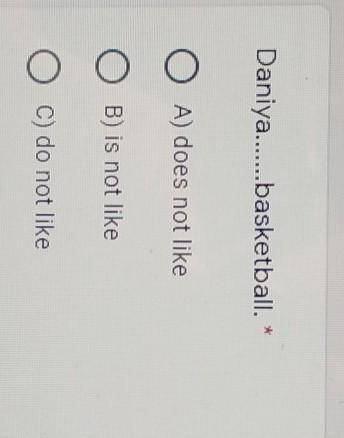 Daniyabasketball.A) does not like B) is not likeC) do not like​