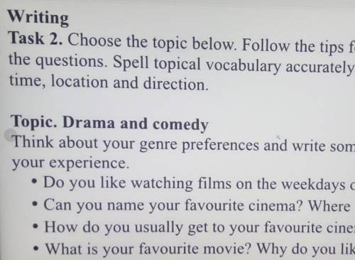 Writing Task 2. Choose the topic below. Follow the tips for writing. Answer allthe questions. Spell