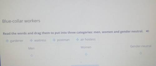 Blue-collar workers Read the words and drag them to put into three categories: men, women and gender