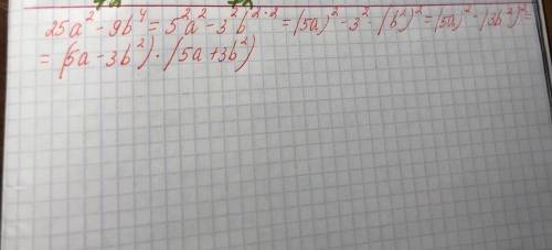 Разложить на множитель многочлен :25a² - 9b⁴