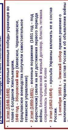 Складіть таблицю національно визвольна війна українського народу середини 17 ст Вона повинна бути та