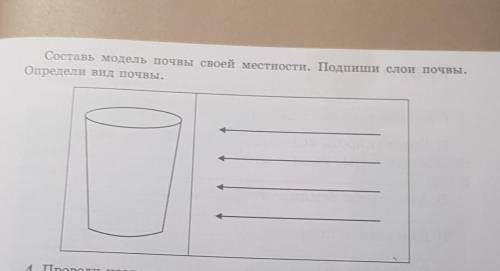 Составь модель почвы своей местности. Подпиши слои почвы.Определи вид почвы. ​