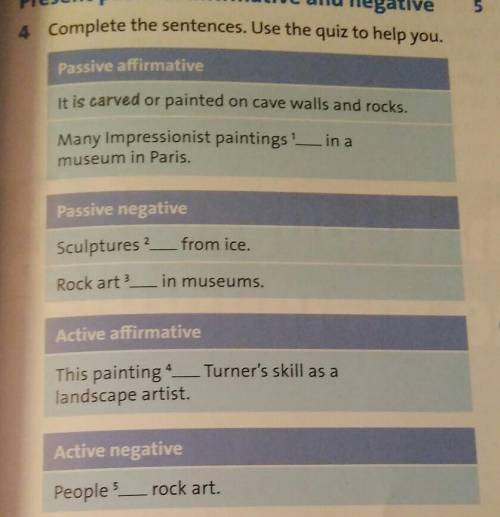4 Complete the sentences. Use the quiz to help you.​