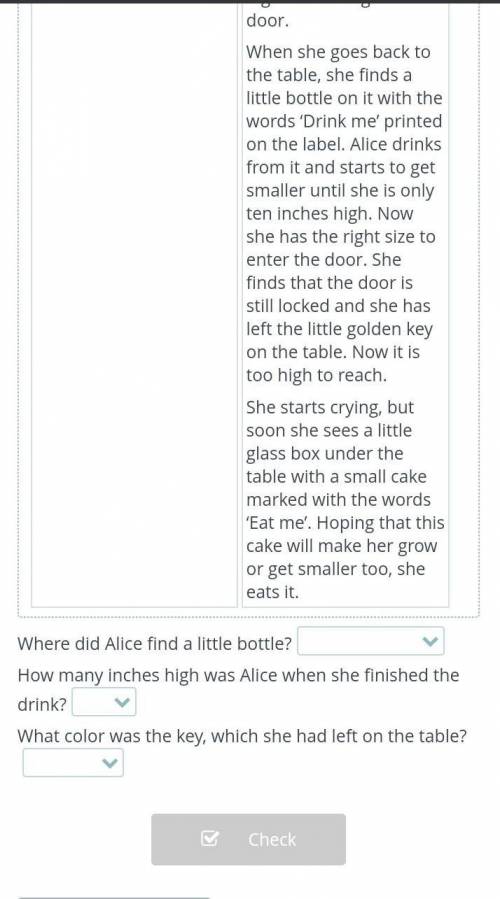 Alice in the Wonderland. Down the Rabbit Hole. Lesson 2 Read the text and choose the correct answer.