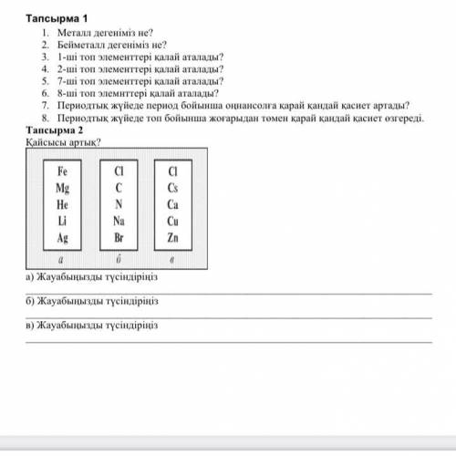 1-ші топ элементтері қалай аталады?