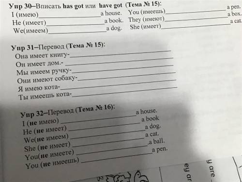 Упр 30-Вписать has got или have got