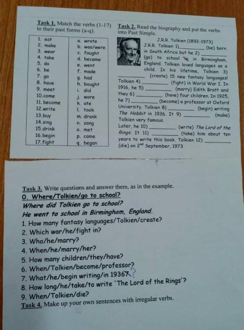 Task 4. Make up your own sentences with irregular verbs.​