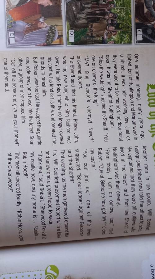 с англ 1) Robert and marian were in the church when .2)The Sheriff asked the guards .3)Robert got on