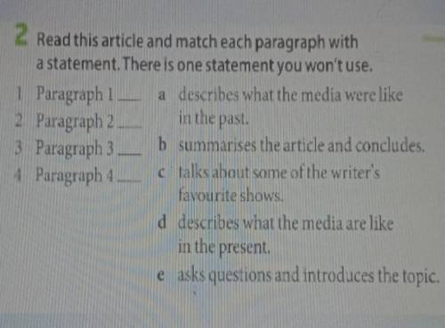 2 Read this article and match each paragraph witha statement. There is one statement you won't use.1
