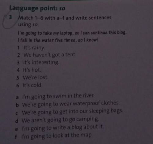 Language point: so math 1-6 with a-f and write sentence using so клас​
