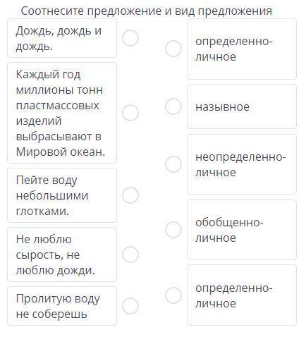 40 Б Соотнесите предложение и вид предложения
