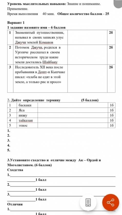 Соч по истории Казахстана 6 класс ​