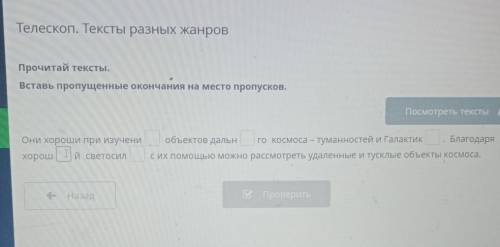 Прочитай тексты.Вставь пропущенные окончания на место пропусков.​