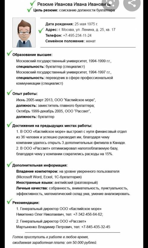 Дайте мне готовые резюме на работу любую готовые