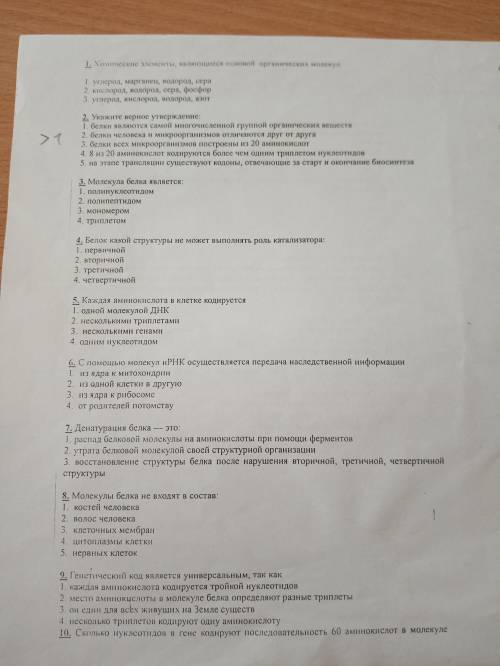 с тестом по биологии. Заранее ❤️