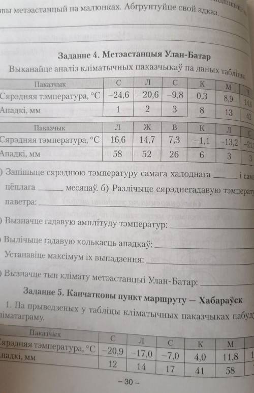 Выполнить анализ климатических показателей по таблице​