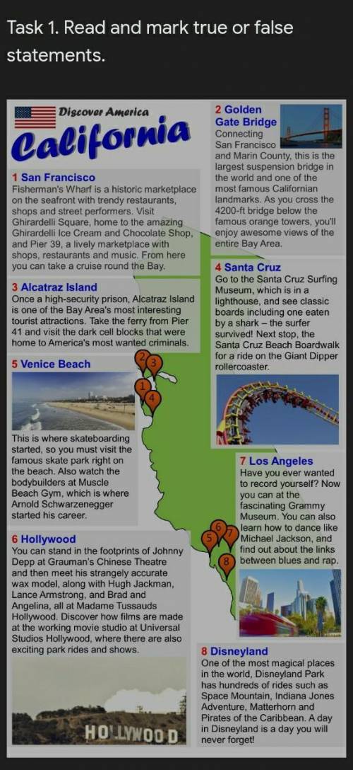 1. Fisherman’s Wharf, Ghirardelli Square and Pier 39 are all in San Francisco. TrueFalse2. The Golde