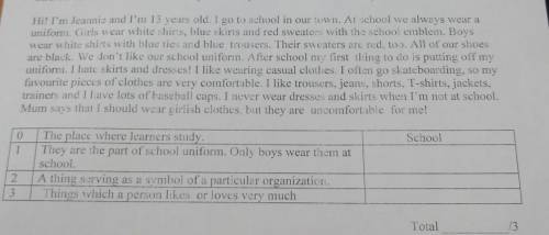 Hi! I'm Jeannie and I'm 13 years old. I go to school in our town. At school we always wear a uniform