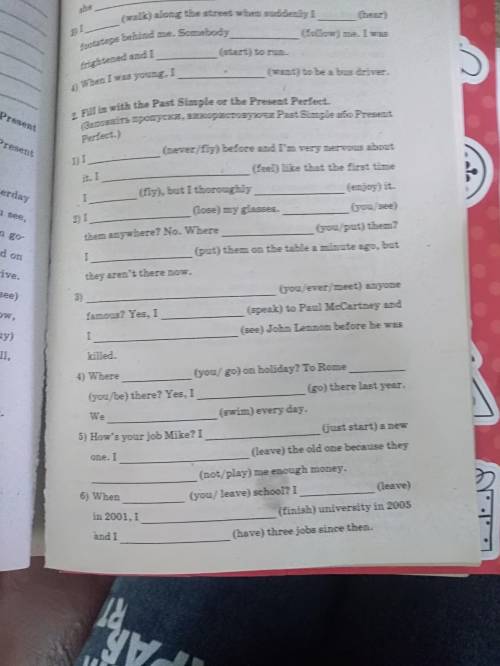 Fill in with the past simple or the past perfect(1-6)