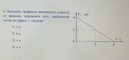 пользуясь графиком зависимости скорости от времени определить путь пройденный телом за первые 2 секу