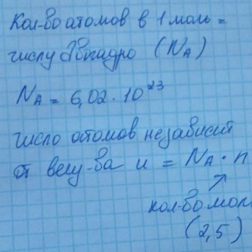 Сколько атомов 2,5 моль железы
