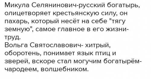 Характеристика героев ЦИТАТАМИ ИЗ БЫЛИНЫ былины вольга микула селяниновича ​