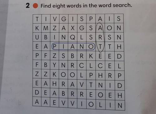 2 Find eight words in the word search.