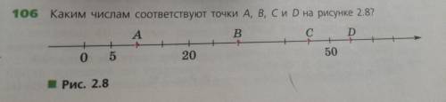 Каким числам соответствуют точки A, B, C на рисунке 2.8?