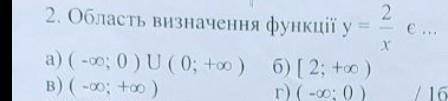 Область визначення функції y=2/x є...